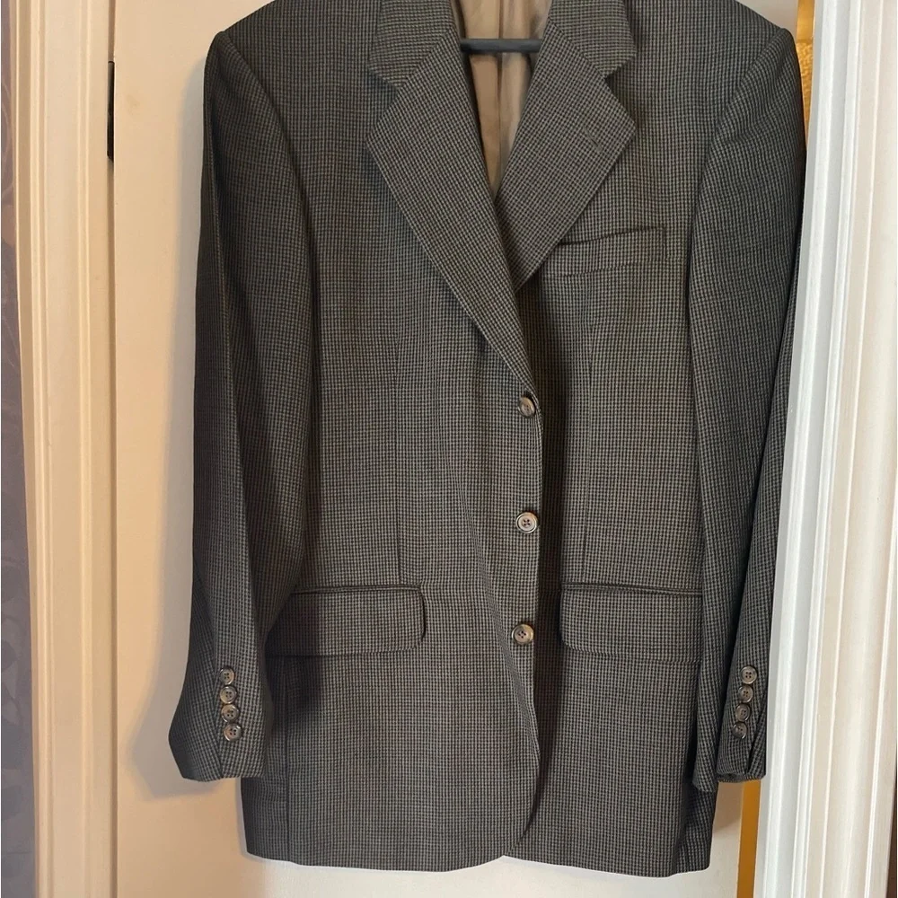 Oscar de la Renta Vintage 100% wool Black Houndstooth 40R Sport Jacket